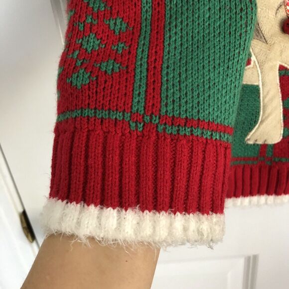 33 Degrees Ugly Christmas SWEATER Size XL Green/Red Dog Christmas Pullover - Picture 5 of 5